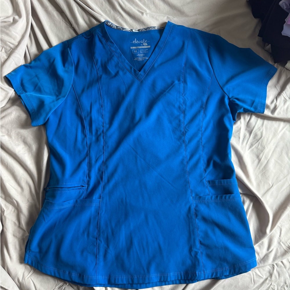 Women's Blue V-Neck Scrub Top